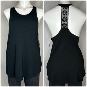 Aerie Women’s Black Tank Top with Lace Racerback, Medium